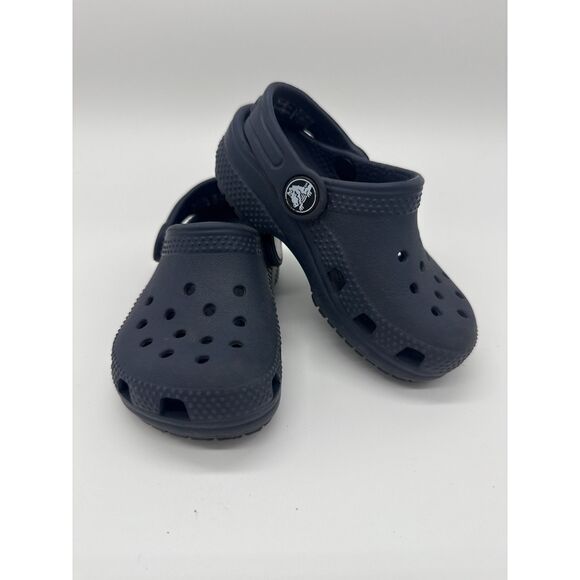 Crocs Toddler C7 Classic Dark Blue Clogs Slip On Shoes - Picture 1 of 5